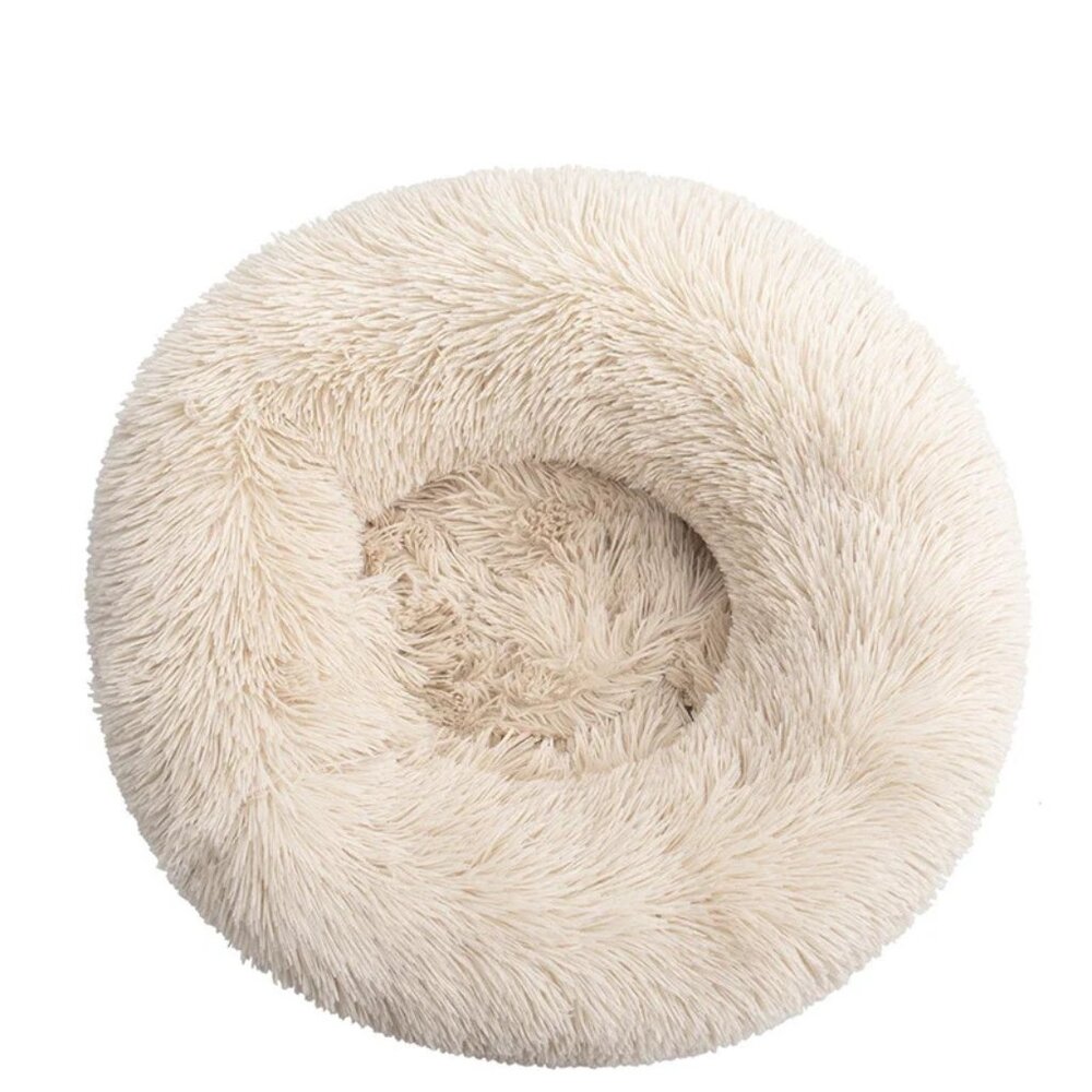 Fluffy Calming Cat Dog Donut Beige Bed 2XL New With Tags
